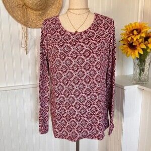 BOGO Long Sleeve Red & Pink Tunic Geometric Pattern
